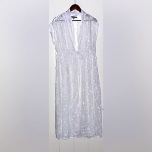 Kate & Mallory Embroided Floral White Cover Up Swim Midi Dress Women L/XL Resort